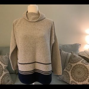 Textured color block funnel neck sweater